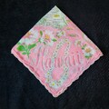 Vintage Hawaii Hanky, Pink Mid Century Handkerchief,  State Hawaii Souvenir