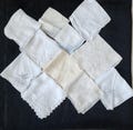 Vintage Large Lot 11 Eleven Embroidered White/ off White / ivory Handkerchiefs, Intricately Embroidered, Tonal Hanky, Gray on White,