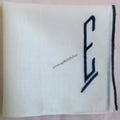 E Monogram Hanky Vintage Dark Blue Embroidery on White Linen Wedding Handkerchief Something Old Something Blue, Gift Letter E