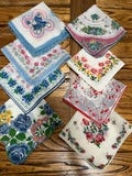 Lot of 8 Vintage Handkerchiefs Hankies COLORFUL Misc. Florals Gift Shower Favor Crafts Decor Cottage Core