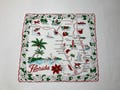 Vintage Florida State Map Souvenir Hankie Handkerchief Cotton w/ Scalloped Edges