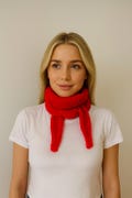 Handmade Red Knit Scarf: Crochet Neck Warmer, Cozy Winter Accessory