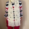 Paw print scarf, winter scarf, crocheted scarf, gift, dog lover's scarf, cat lover's scarf, women's scarf, men's scarf, antique white, #42