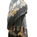 Gray-beige Purepecha silk fringe rebozo from Michoacán with fringe, rebozo from Alhuiran