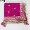 Magenta Georgette Dupatta for women, Bridal Wedding lehenga Chunni/Veil Sequin Scarf Indian Ethnic Dress Stole Ideal Gift Bridesmaid
