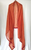 Handmade Rust Cotton Silk Dupatta | Ethnic Hand Embroidered Dupatta Stole | Indian Gota Patti Hand Art | Wedding Party Stoles & Scarves