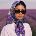 Lavender Print Large Silk scarf, Elegant Purple Floral Square Scarf, Silk Bandana, Statement Fashion Accessory, Gift for Women