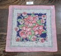 Vintage Handkerchief Hankie Pink Daffodil Flowers 12" Square Excellent, MCM 1950s