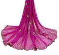 Indian Vintage Pink Dupatta Pure Georgette silk Long Stole Hand Embroidered Scarves Stole Veil Wrap Sequins Dabka/ Zardozi