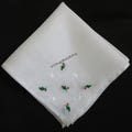 Christmas Hanky with Embroidered Holly on White Linen Handkerchief Holiday Christmas Wedding, Bridesmaid Gift, Red Green Embroidery