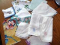 Antique Womens Cloth Hankies Solid Colors Embroidered Print Collection Hankerchiefs Monogramed