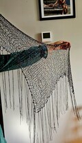 Handmade Sequin Triangle Shawl Lightweight Yarn Wrap for Festival, Headscarf, or Belt | Sparkly Boho Gift