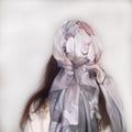 Hand painted gray silk scarf with chrysanthemums Elegant floral headscarf gift for grandmother