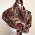 Vintage 80s Folk Square Scarf Paisley Neckerchief Folkloric Retro Foulard, 30x30,5", 77x78cm