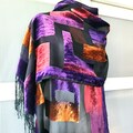 ART DECO STYLE Shawl Purple Pink Brown Burnout Velvet Silk Wrap Throw Vibrant Wedding Engagement Accessories for Women Unique Gifts for Her