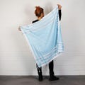 Palestinian Keffiyeh Scarf: Blue & Light Cotton Shemagh with Tassels