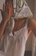Vintage Crochet Lace Headscarf Handmade