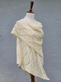 Hand Knit Wool Silk Shawl | Soft Knit Wrap, Luxury Scarf, Wedding Shawl, Gift for Her, Elegant Knit Stole, Cable Knit, Evening Shawl Scarf