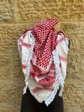 White & Red Kufiyah (Made In Palestine)