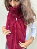 Burgundy red hand knitted scarf, Extra long knitted scarf in burgundy red,  Warm women's knit scarf