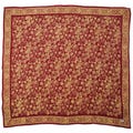 Large 39" Hand Dyed Batik Bandana, 100% Soft Cotton, Charmed Canopy, Red, Gold, Yellow, Maroon, Floral, Dust Dessert Face Handcraft Wild Rag