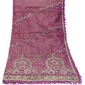 Indian Vintage Heavy Purple Dupatta Net Mesh Long Stole Hand Embroidered Scarves Zardozi/ Zari Tassels Stole Bridal/Wedding Wear