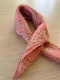 Vintage Crepe de Chine Polka Dot Scarf - Pink & Green