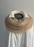 NEW, sand-colored neck warmer, women's, crochet, mohair and silk
