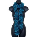 Vintage Blue Chunky Long Skinny Scarf Gold Metallic Sequins Y2K Boho Chic Fairy