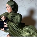 Holiday Abaya Shawl Eid Shimmer Organza Hijab Maxi Satin Scarf Modest Muslim Khimar Elegant