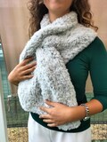 Knitted wool fur scarf in ice white and very light grey // / Neck warmer under a knitted jacket