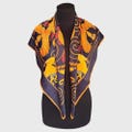 Women Scarves Mythological Print Square Silk Scarf with Golden Sun and Deer Pattern Elegant Headwrap Neck Accessory Welcome Gift for Her