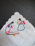 Spanish Theme Hand Embroidered Handkerchief - Post War Cottage Industry Program - New with Tags - South American Women - Gift