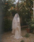 Handmade Bridal Veil & Dupatta Embroidered Net with Pearl Border, Pakistani Indian Wedding Head Scarf