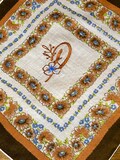Vintage FALL Monogrammed Terracotta Floral Initial "P" Printed Handkerchief**#2