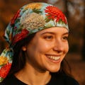 Chrysanthemum Bandana – Elegant Floral Headscarf, Autumn Garden Style, Old Money Scarf Gift