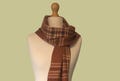 Rust/tan colour patterned 100% wool scarf/wrap/shawl. Unique product. Made in Yorkshire, UK.