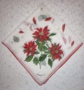 Vintage 25" x 25" Sheer Cotton Christmas Scarf - Barbados W.I. - Red Poinsettias