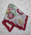 Vintage 1950's Handkerchief, Hanky, Hankie - Large Bouquet of Tulips, Red, Yellow