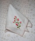 Vintage 1950's Handkerchief, Hanky, Hankie - Embroidered Roses, Pinks