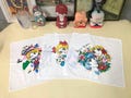 Vintage Retro Girl Handkerchief Set – Japan Cotton Collectible Textile Decoration