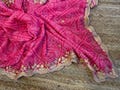 Pink Bandhani Dupatta Odhni Bandhej Traditional Bandhini Chunni shawl stole with hand work