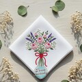 Custom Wedding Flower Bouquet Hand Embroidered Handkerchiefs Personalized Linen Floral Embroidered Wedding Gifts Hankie For Bridesmaid