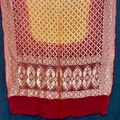 Red and Mustard Banarasi Bandhani Dupatta - 80 grams pure Georgette - Handwoven