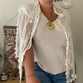 y2k boho cottagecore cream crochet lace scarf fairy shawl