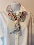 Bandana with chain & clasp. easy on and off.  handmade. No two exactly alike. No more worrying about positioning.