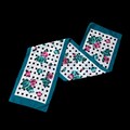 Vintage Floral Polka Dot Scarf Teal Green Pink 1980s 54 Inches Long Rose Flowers