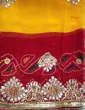 Rajasthani Georgette Dupatta – Red & Yellow with Embroidery,Handcrafted Ethnic Wear