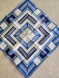 Hankie Blue And White Dots and Leaf Pattern 10 Inch
