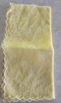 Yellow Semi Sheer Hankie Scalloped Edge White Silhouette Background.14 Inch